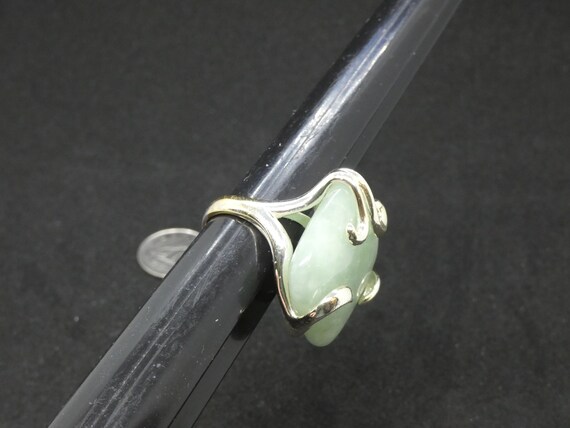 GSJ Light Green Jade Huge Sterling Silver Ring - image 3