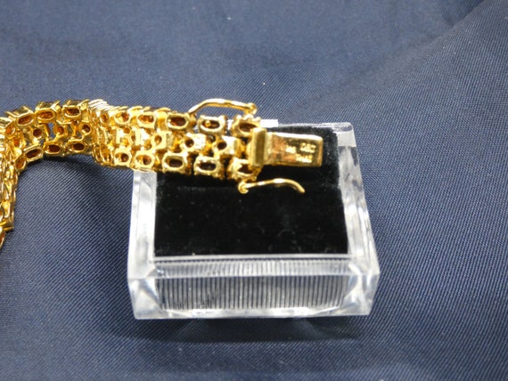 DBJ Garnet 3 Rows Gold Over 925 Silver Bracelet - image 5