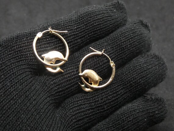 10K Dolphin Solid Yellow Gold Jumping Through Hoop - image 1