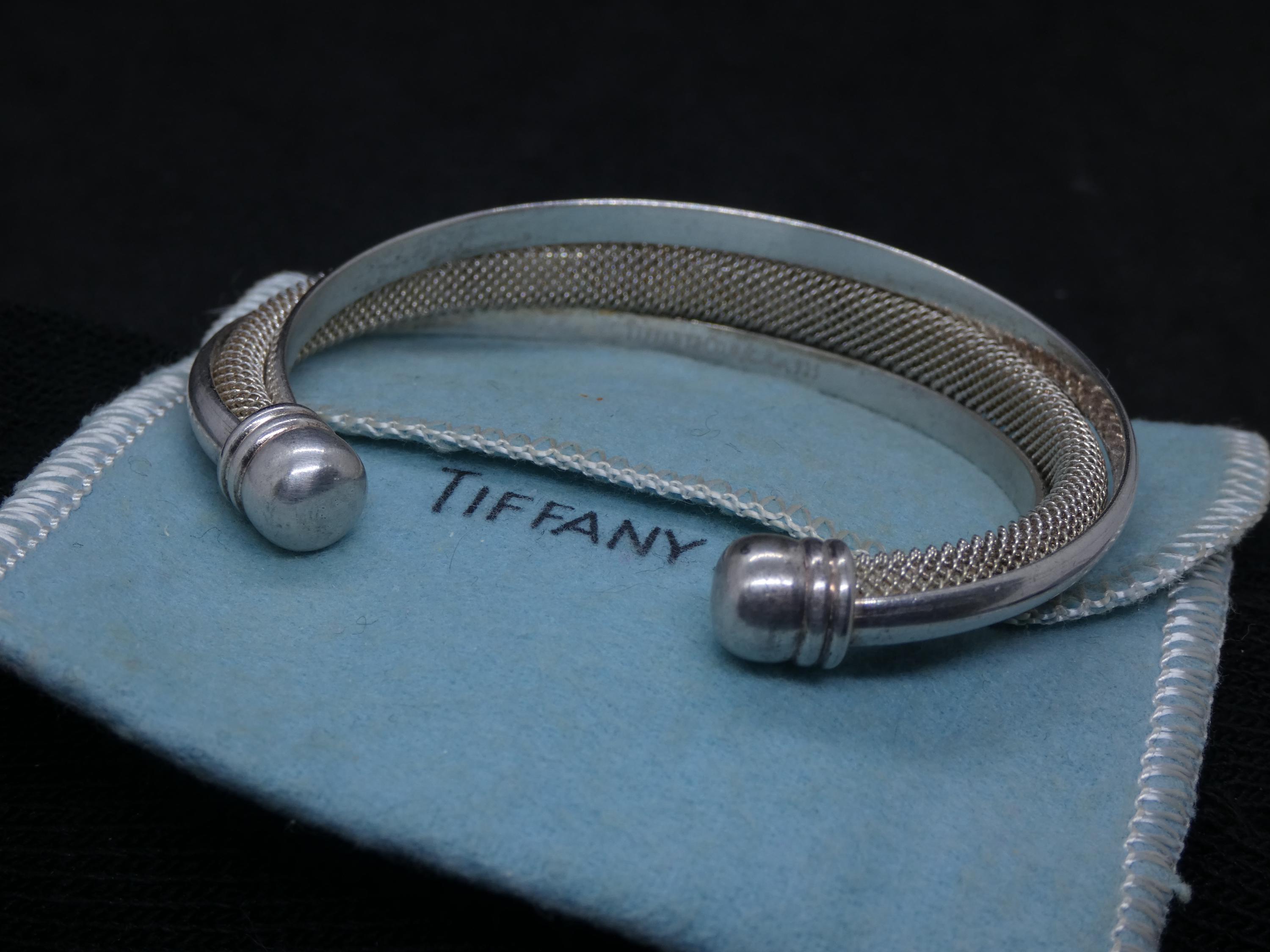 TIFFANY & CO. Estate Sterling Silver Mesh Bracelet Tiffany & Co. Authentic Peretti Silver Mesh Sevillana Toggle Bracelet main image 2