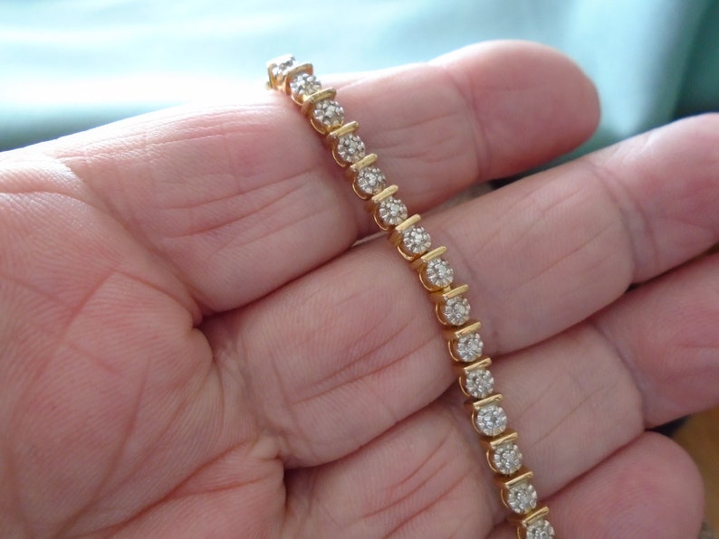 Ross Simons One Diamond Accent Link Gold Over 925 Sterling Silver Tennis Bracelet