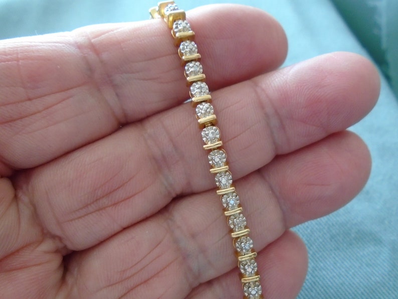 Ross Simons One Diamond Accent Link Gold Over 925 Sterling Silver Tennis Bracelet