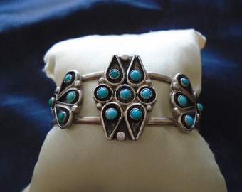 Zuni Turquoise Cuff Sterling Silver Bracelet