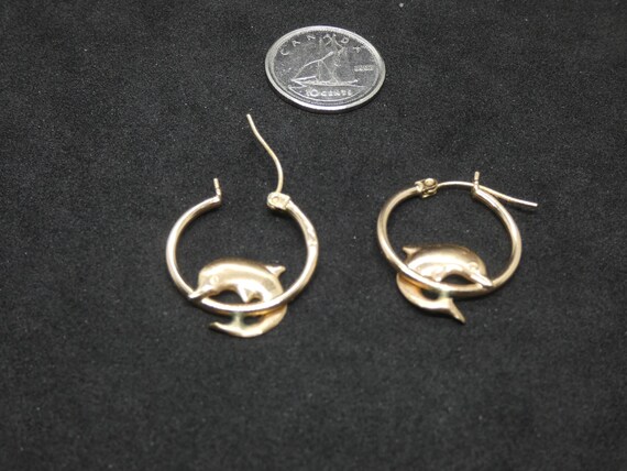 10K Dolphin Solid Yellow Gold Jumping Through Hoop - image 4