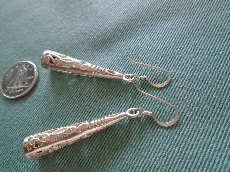 NEW LISTING Filigree Cone Drop Dangle Sterling Silver Earrings