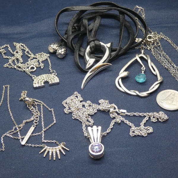 5 Assorted Sterling Necklaces - Each Sold Separately