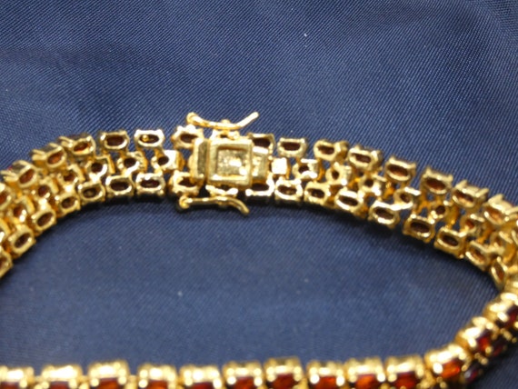 DBJ Garnet 3 Rows Gold Over 925 Silver Bracelet - image 4