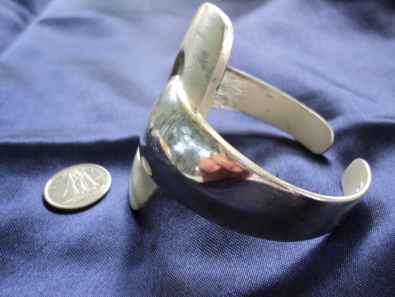 6.0 Guess Collection Rare Modernistic Brushed Silver Cuff Sterling Silver Bracelet