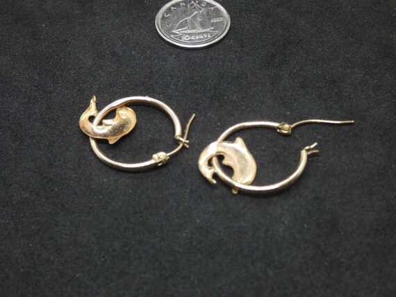 10K Dolphin Solid Yellow Gold Jumping Through Hoop - image 3