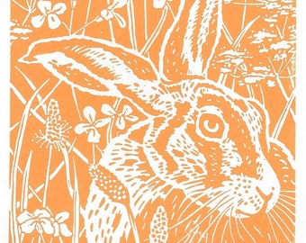 Midsummer Hare - Dawn limited edition linocut print