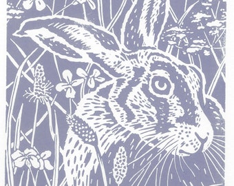 Midsummer Hare - Dusk limited edition linocut print