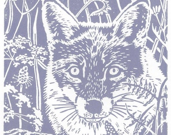 Midsummer Fox - Dusk limited edition linocut print