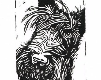 Scottie Dog - Linocut Original hand-pulled Relief Print