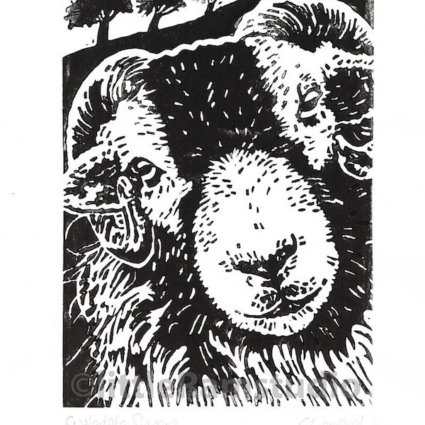 Swaledale Sheep - Linocut Original hand-pulled Relief Print