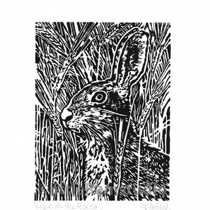 Hare art Print - Original hand-pulled Linocut Print