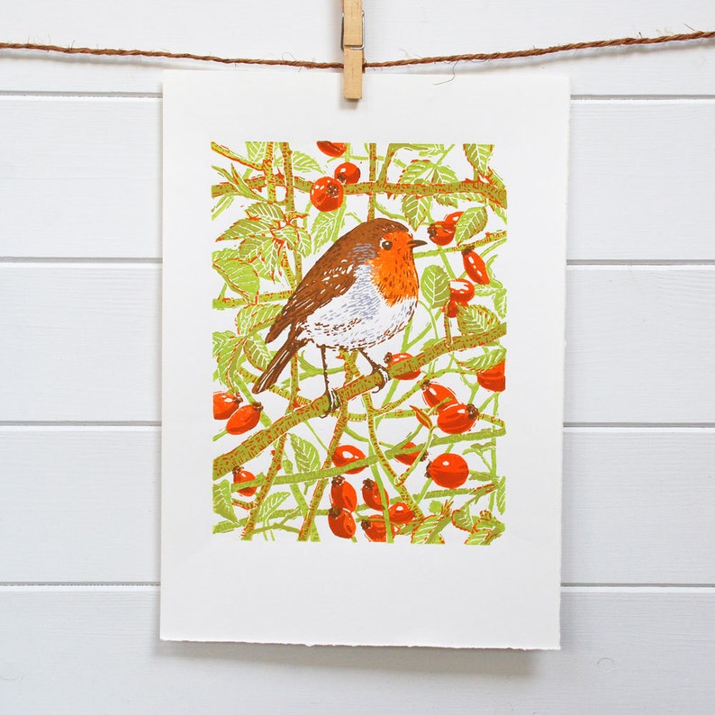 Robin Print Robin Linocut Print Robin Limited Edition Etsy UK