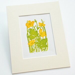 Buttercup Art print, Buttercup Linocut Print, Buttercup Limited Edition Linocut Print image 2