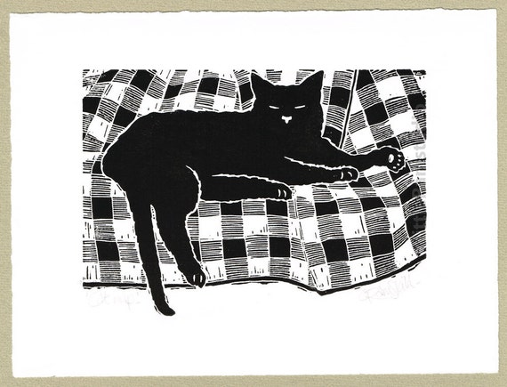 Ink Painting Art & Collectibles A Cat Nap Original Art ink painting ...