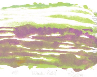 Abstract Art - Lavender Fields - Original OOAK Monoprint