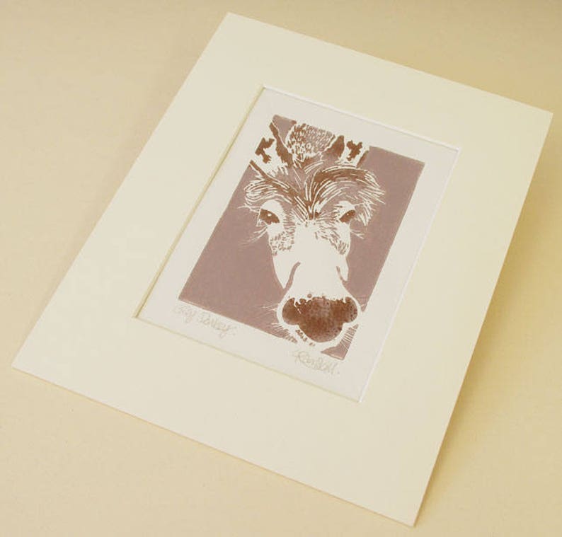 Grey Donkey Linocut Original hand pulled Relief Print image 2