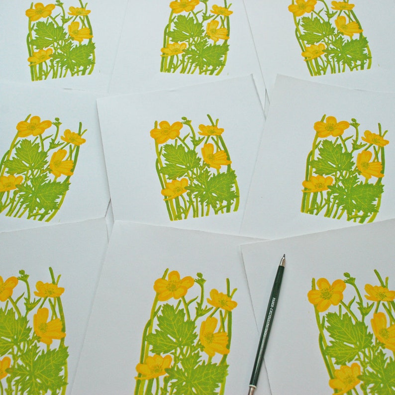 Buttercup Art print, Buttercup Linocut Print, Buttercup Limited Edition Linocut Print image 7