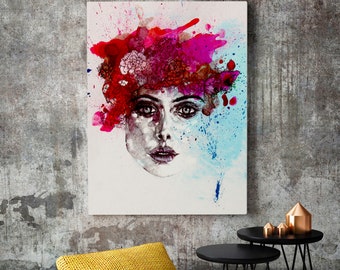 Frida- flowers- Fashion- Graphic- Art- Wall art- gift-  portrait-