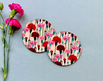 Carnation Flowers- Round Coasters 9 cm