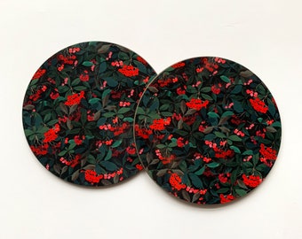 Berries - Round Coasters 9 cm- Festive pattern