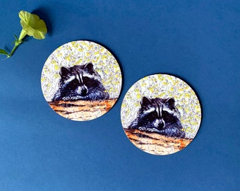 Racoon - Coasters - Tableware - Interior decor - Animal drawing - Gift idea - Illustration