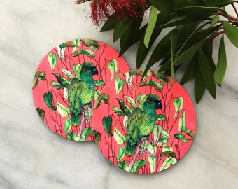 Brasilian Parrot - Birds Drawings - 9 cm Round Coasters