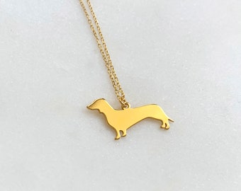 Dachshund - Necklace- dog necklace- Sterling silver- 24 gold