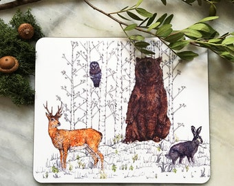 In woods - 19 cm x 23 cm Placemat- Animals Drawing