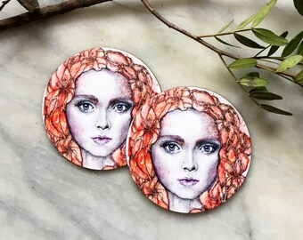 Lilly- Model Drawing - 9 cm Round Coasters