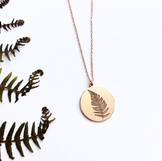 Fern Necklace plant medallion jewellery pendant Etsy