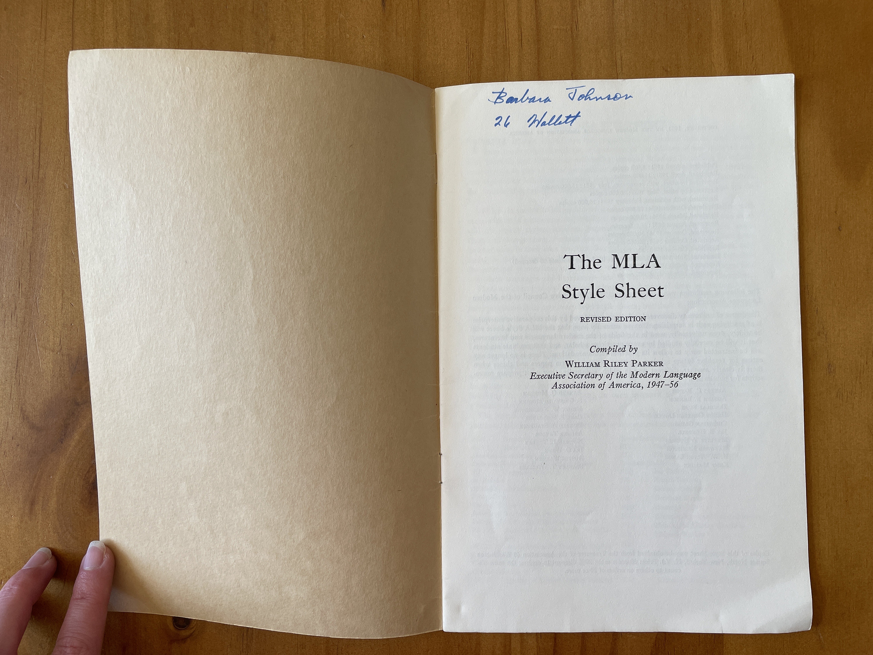 The MLA Style Sheet, Revised Edition Compiled by William Riley Parker ...
