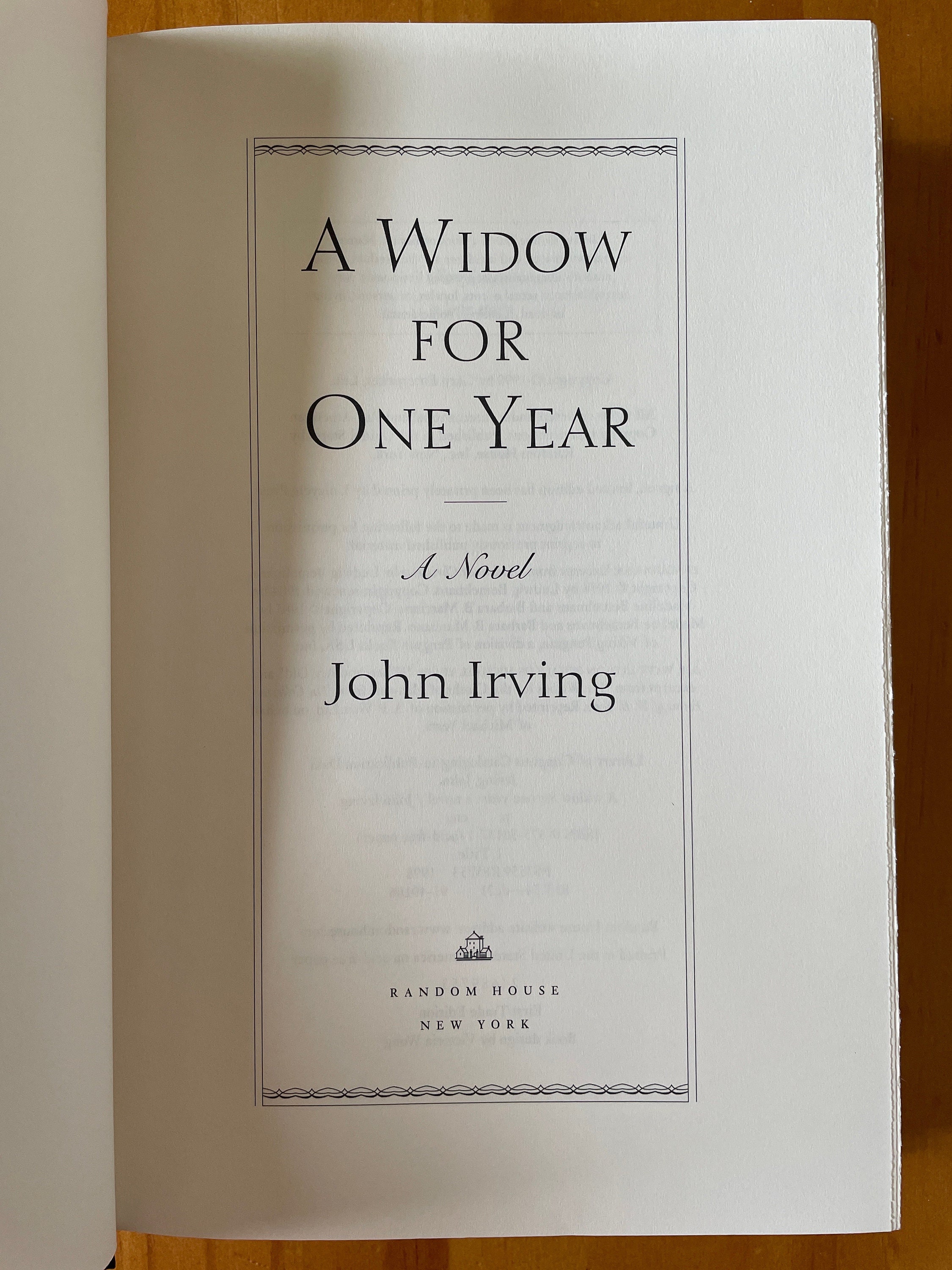A Widow for One Year by John Irving, 1998 - Etsy