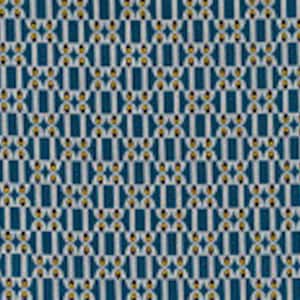 May include: A blue and white geometric pattern with gold accents. The pattern is made up of squares and diamonds.