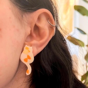 Handmade Orange Tabby Cat Earrings: Polymer Clay Jewelry