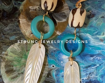 Mother-of-Pearl Feather Earrings