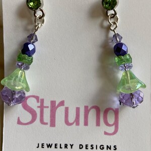 Purple and Green Flower Earrings
