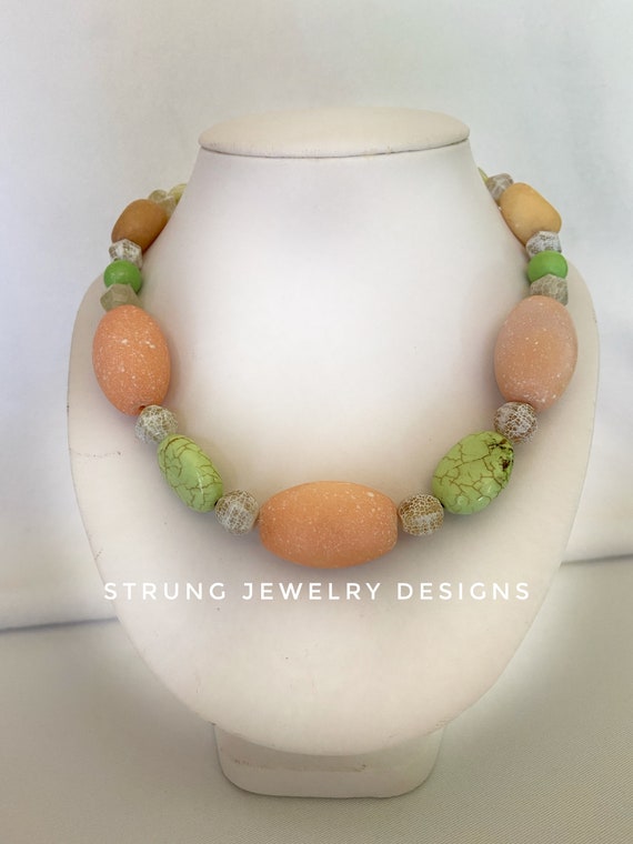 Peach cheap stone necklace