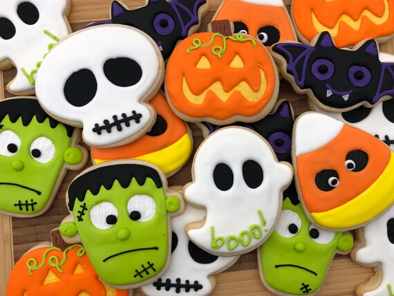 Halloween Cookies/assorted Designs With Glittery Eyes/2 Dozen | Etsy