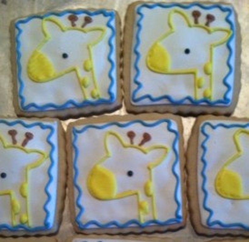 Giraffe cookies/ Baby shower/ decorated cookies/ zoo theme Etsy
