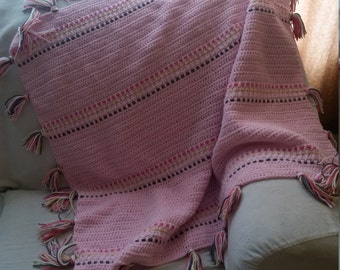 Soft Pink Baby Blanket with Stripes