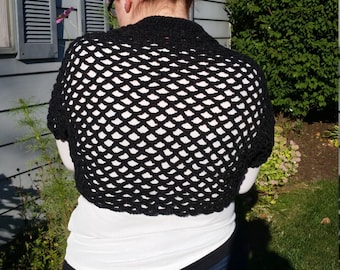 Gray Shell Stitch Crochet Shrug