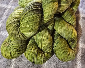 Hand-Dyed DK Weight 100% Superwash Merino Yarn-- Feelin' Froggy