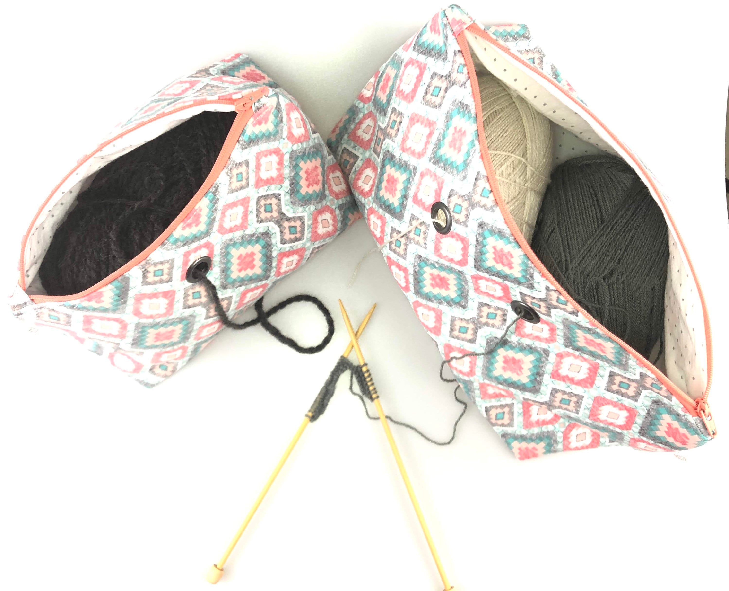 Small or Large Yarn Pouch Zippered Knitting and Crochet Bag Etsy