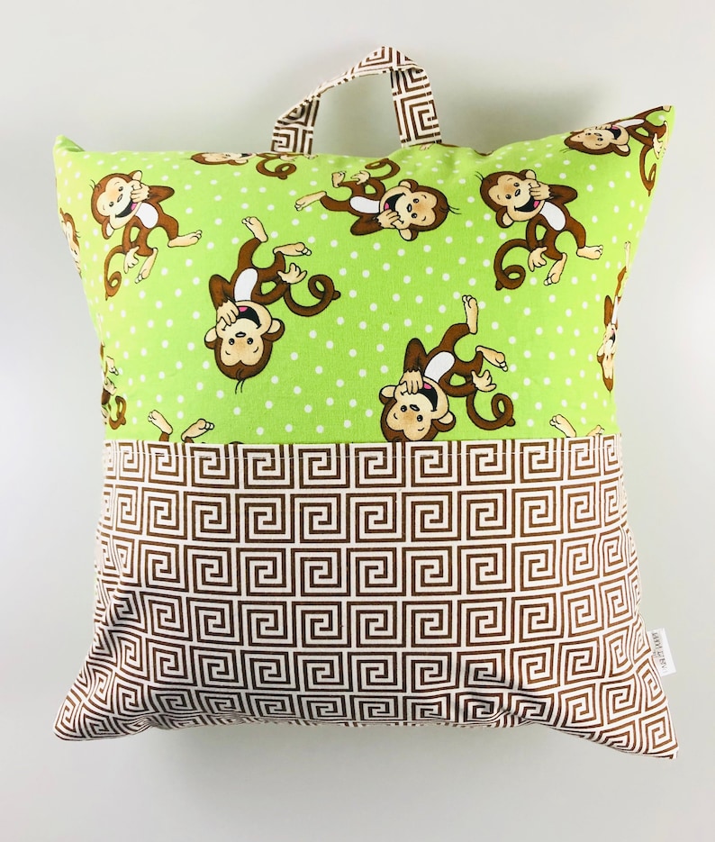 Kids Reading Cushion Pocket Reading Pillow Monkeys Etsy