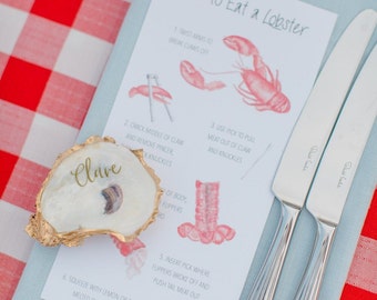 Lobster instructions card / How to eat a lobster cards / Lobster / Rehearsal dinner
