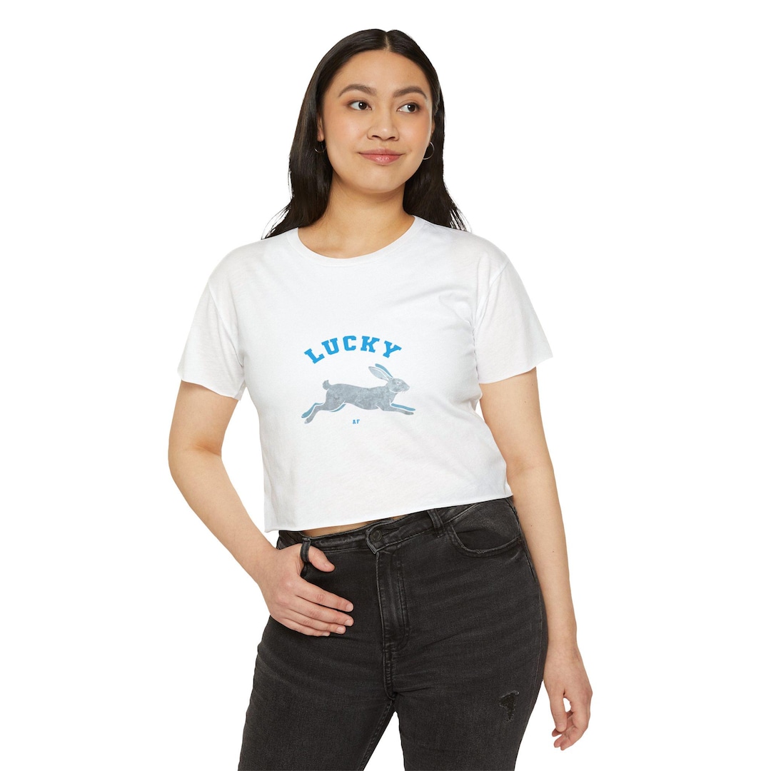 Lucky Running Hare Crop Top | Vintage Rabbit Graphic, Spring Festival ...